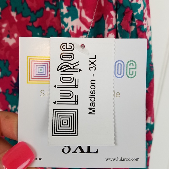 LuLaRoe Madison Pink & Teal Abstract Floral Skirt - Picture 5 of 5